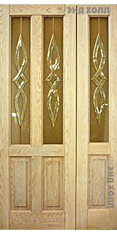 Дверь из массива дуба модель Кантри беленый дуб